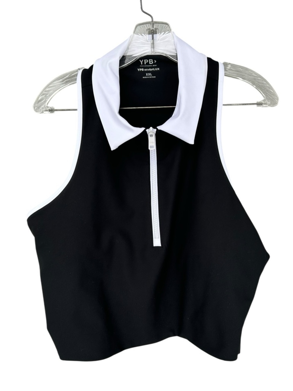NWT Abercrombie & Fitch YPB Sculpt Lux Collard Tank Top - Size XXL - Black/White